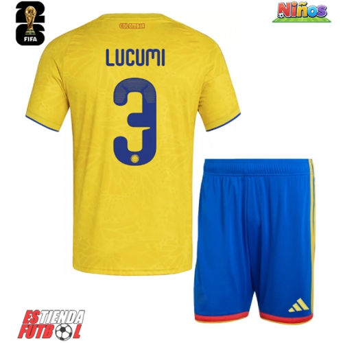 Colombia Jhon Lucumi #3 Primera Equipación Niños Mundial 2026 Manga Corta (+ Pantalones cortos)
